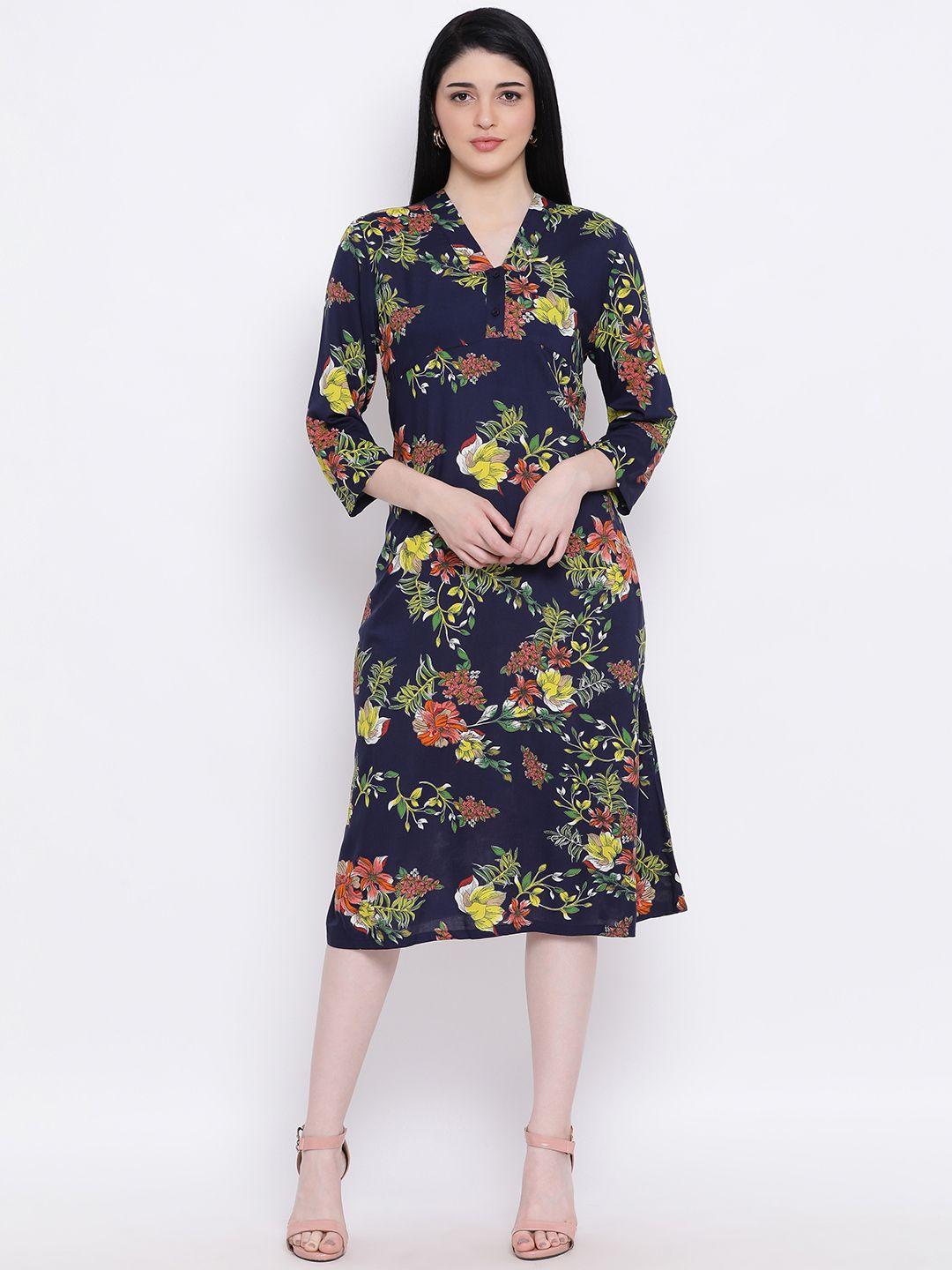 oxolloxo women multicoloured floral print fit and flare dress