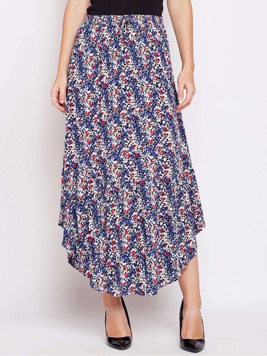 oxolloxo women multicoloured printed a-line midi skirt