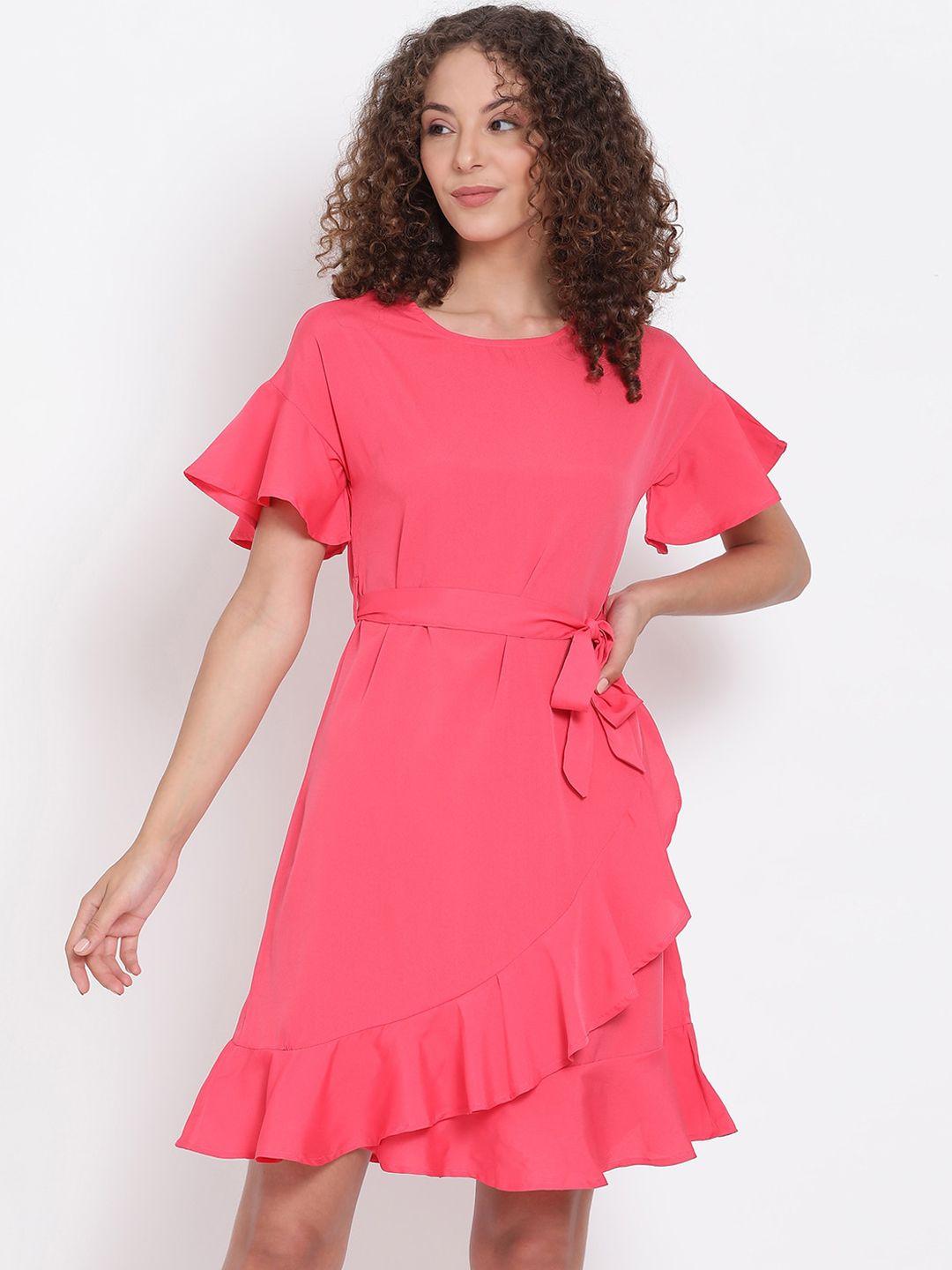 oxolloxo women pink solid a-line dress