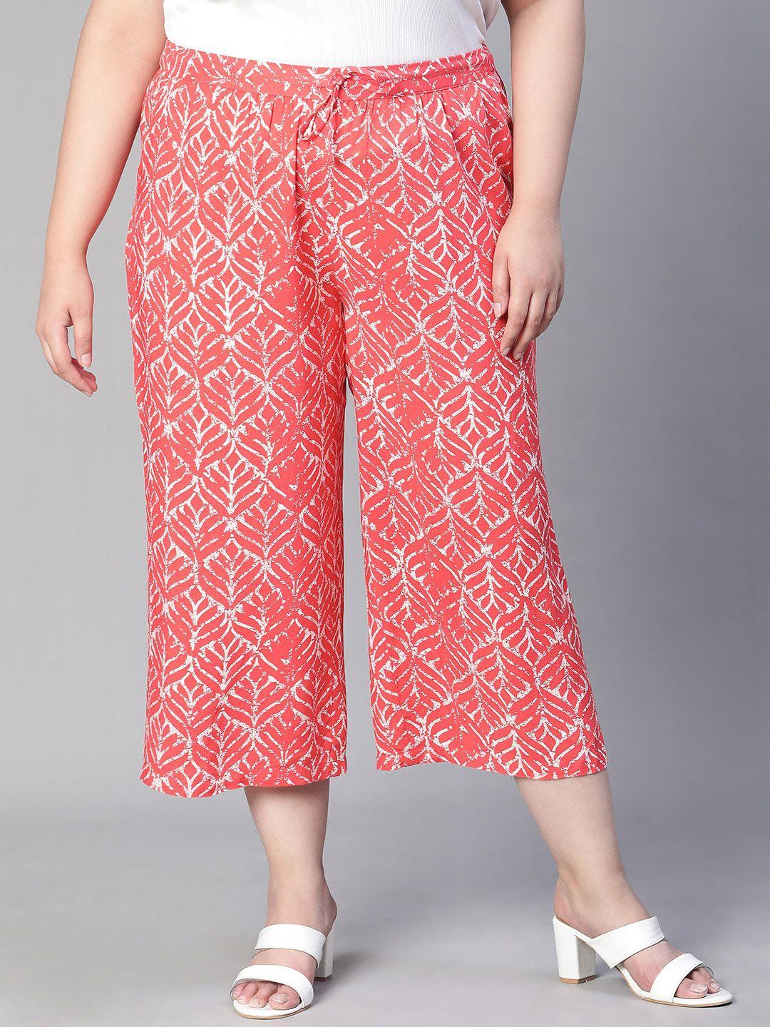 oxolloxo women plus size printed relaxed straight fit easy wash culottes