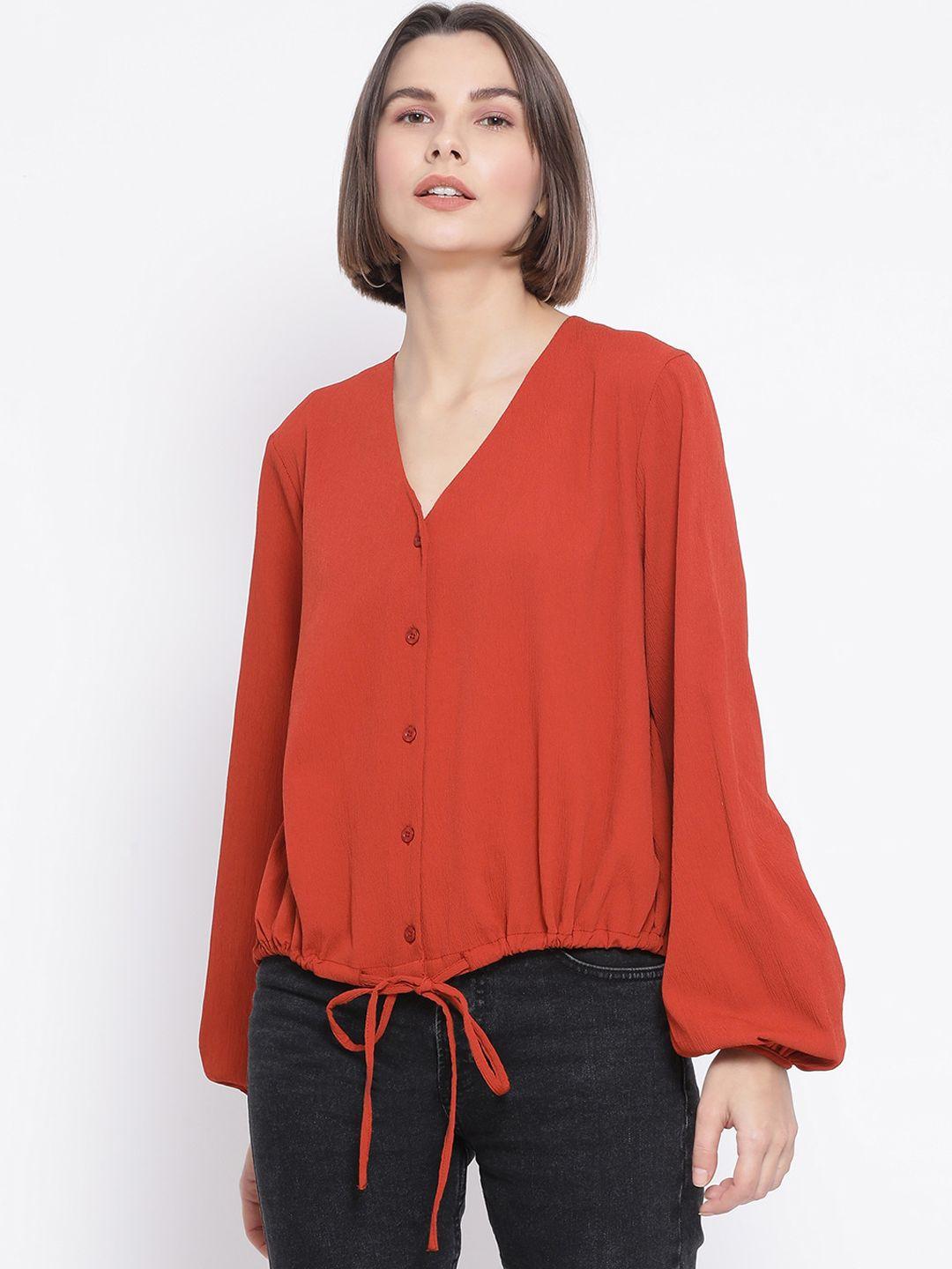oxolloxo women red solid shirt style top