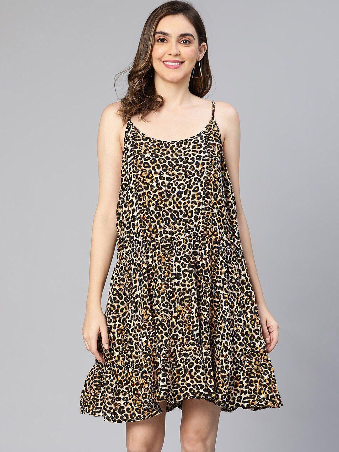 oxolloxo animal print shoulder straps beachwear dress