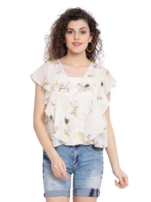 oxolloxo beige floral print comeback top