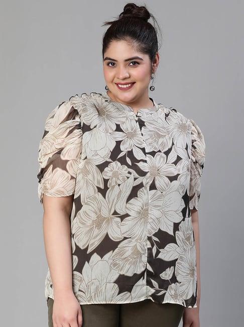 oxolloxo beige floral print top