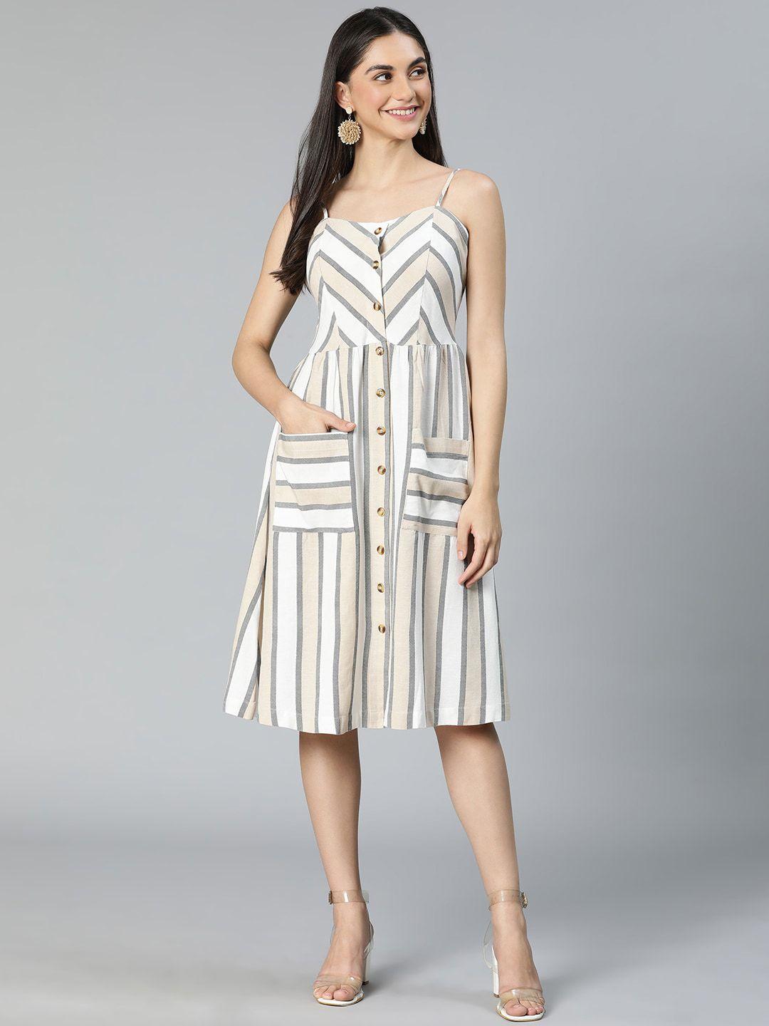 oxolloxo beige striped dress