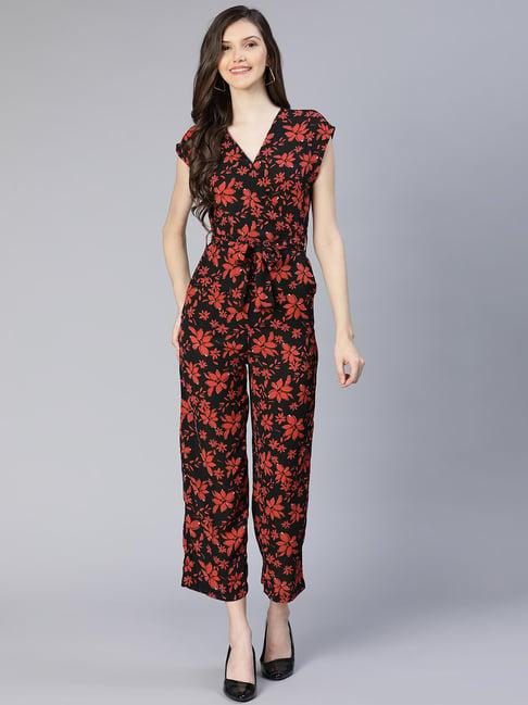 oxolloxo black & red floral print jumpsuit