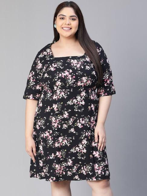 oxolloxo black & white floral print fit & flare dress