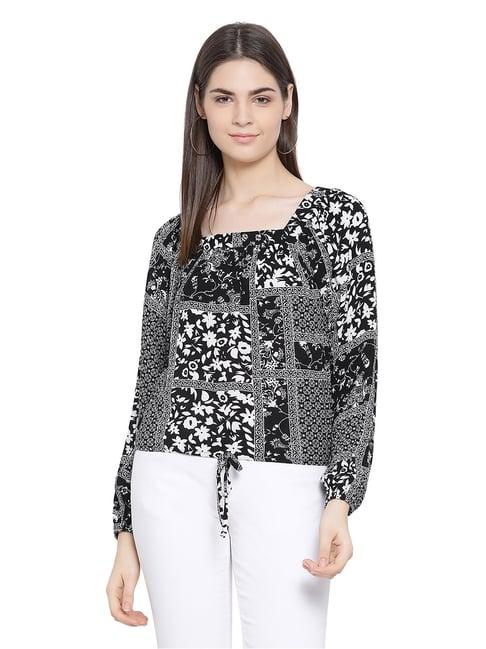 oxolloxo black & white floral print letty top