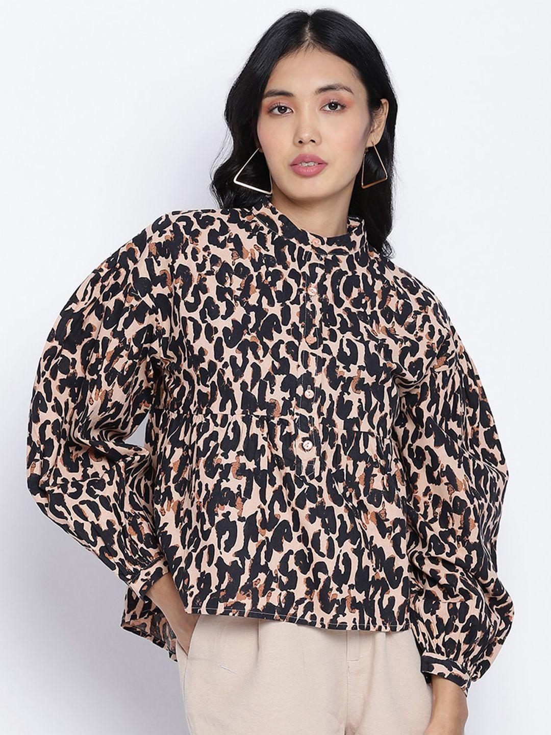 oxolloxo black animal printed regular top