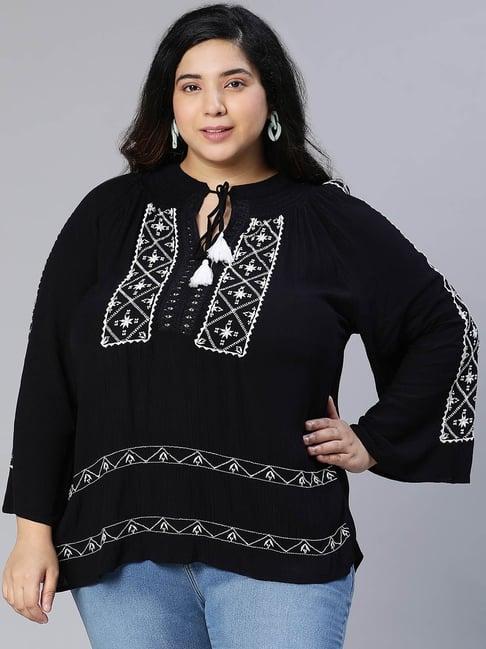 oxolloxo black embroidered top