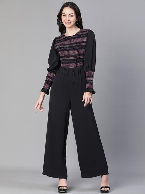 oxolloxo black embroidery jumpsuit