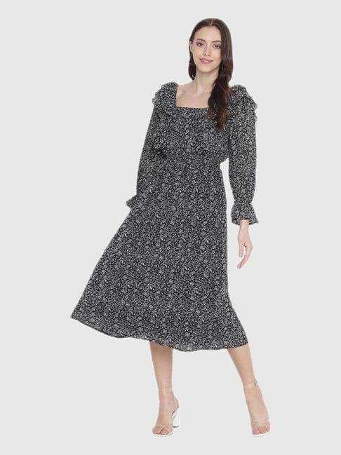 oxolloxo black floral print dress