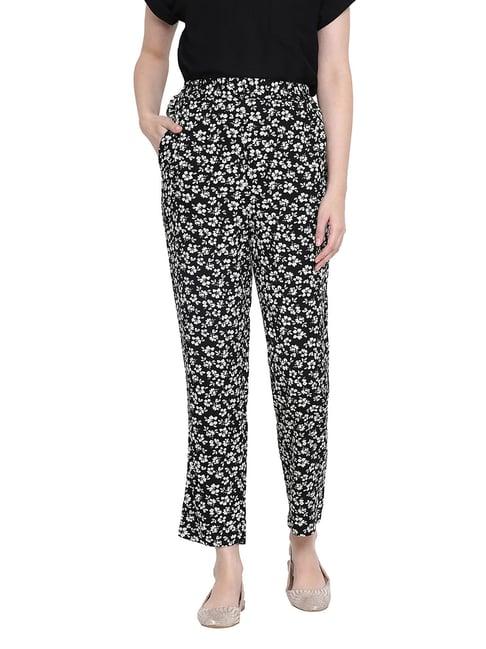 oxolloxo black floral print forest world pants