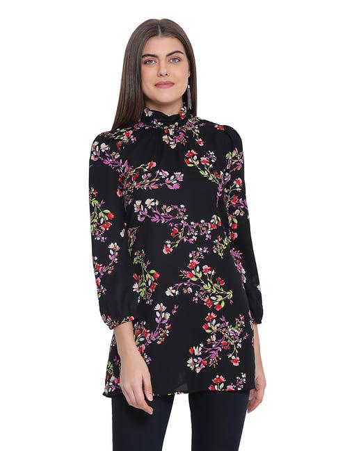 oxolloxo black floral print nelta tunic