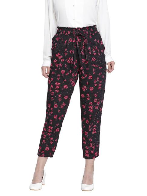 oxolloxo black floral print pants