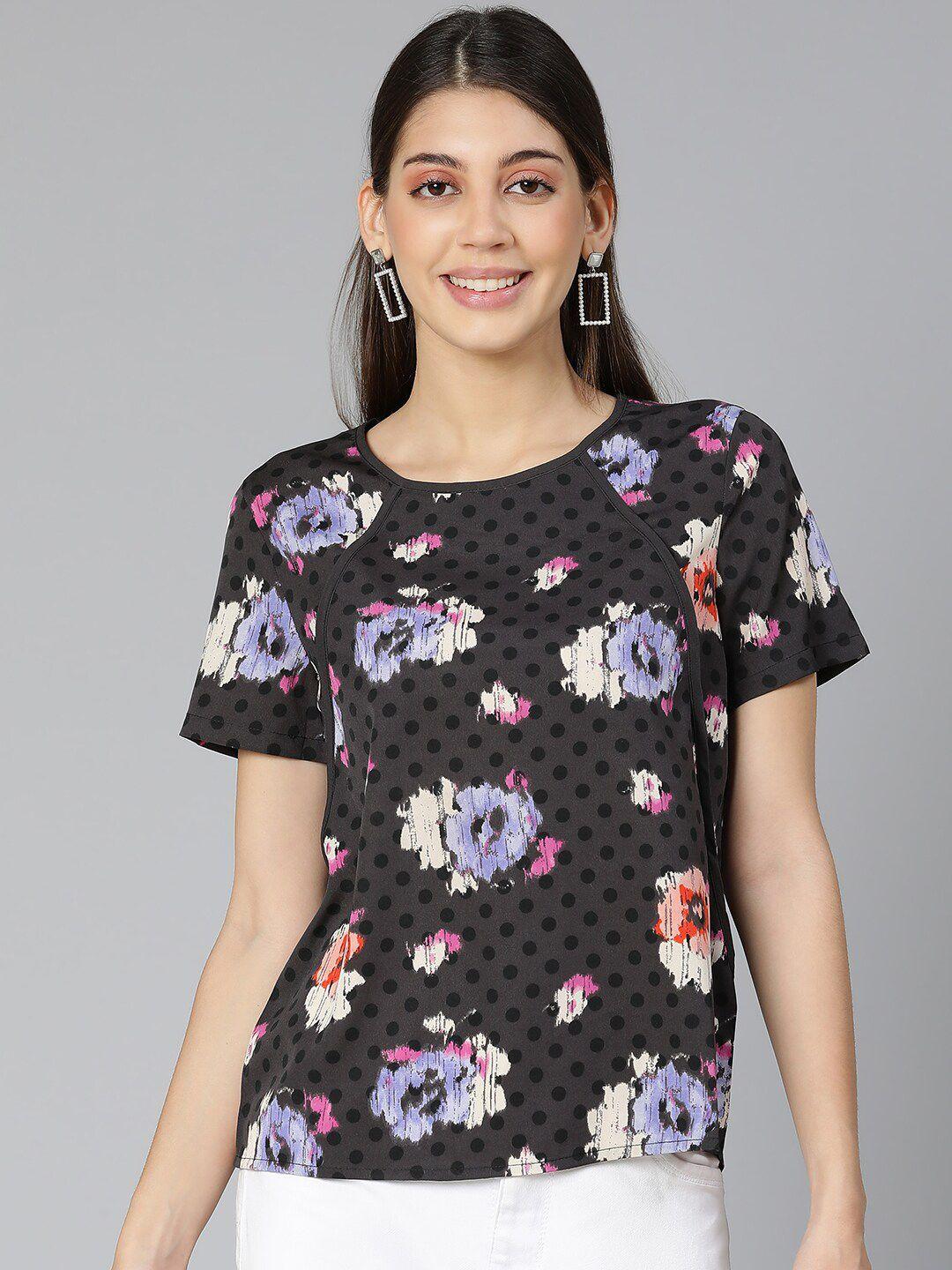 oxolloxo black floral print top