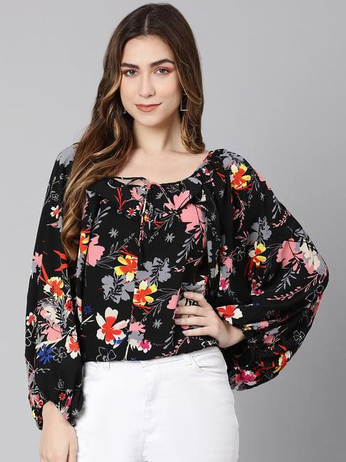 oxolloxo black floral print top