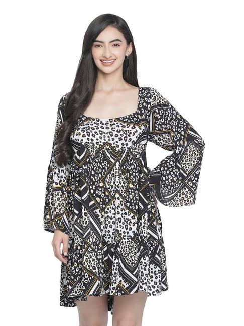 oxolloxo black printed a-line dress