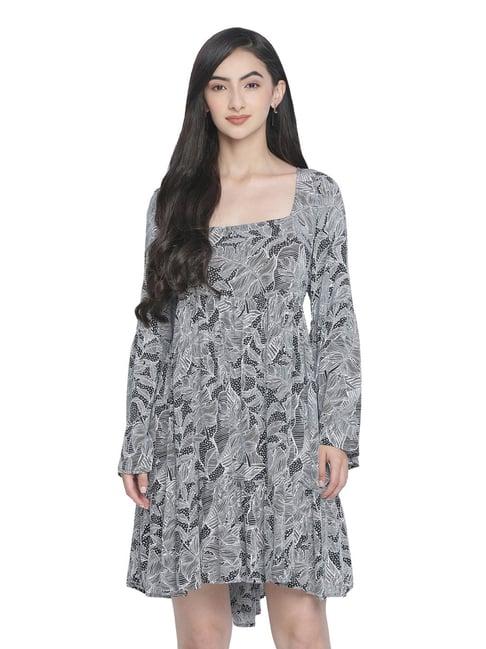 oxolloxo black printed a-line dress