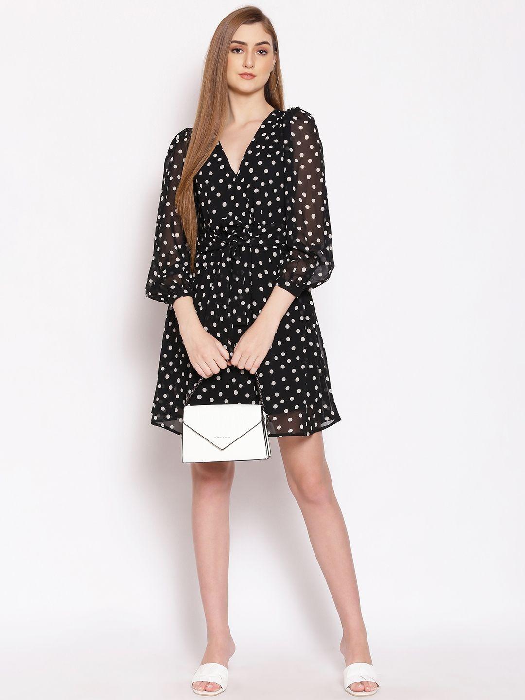 oxolloxo black printed fit & flare dress
