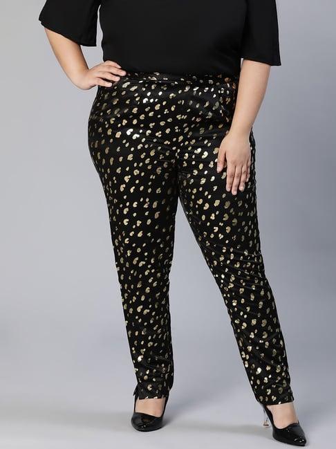 oxolloxo black printed mid rise pants