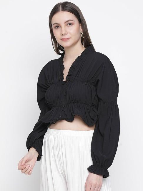 oxolloxo black regular fit crop top