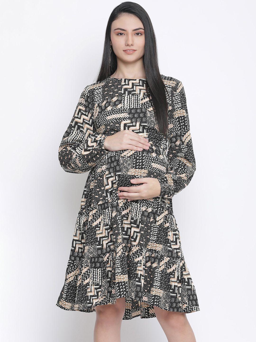 oxolloxo black satin maternity a-line dress