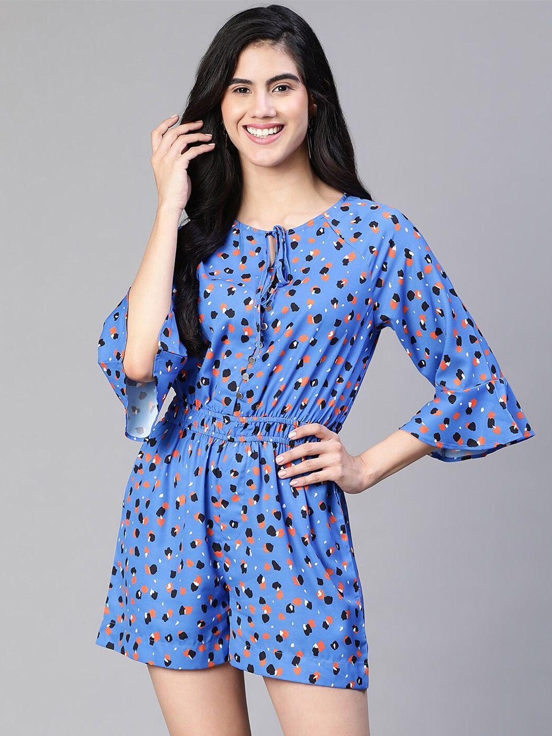 oxolloxo blue & black printed jumpsuit