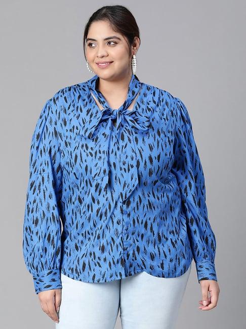 oxolloxo blue & black printed top