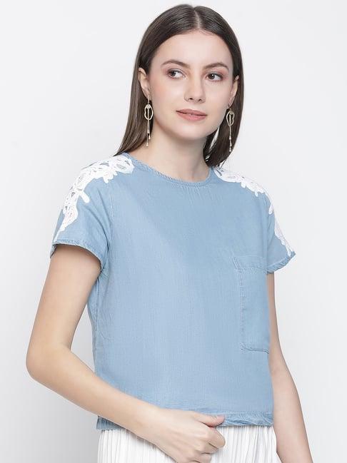 oxolloxo blue cotton regular fit top