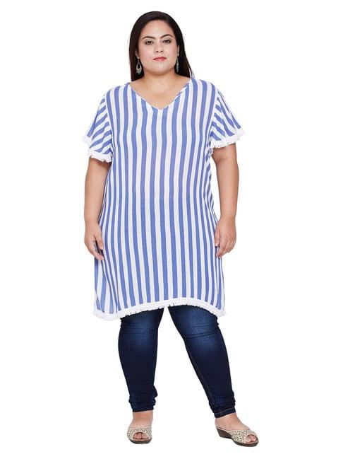 oxolloxo blue curves striped marissa festive glam tunic