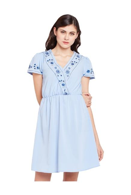 oxolloxo blue embroidered dress