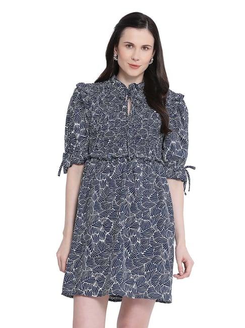 oxolloxo blue printed lambada persona dress