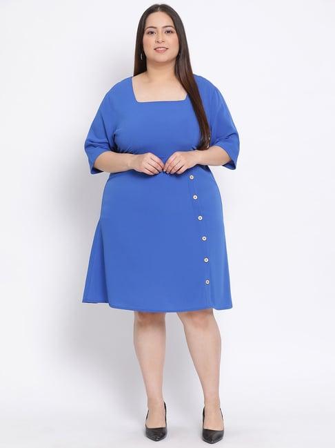 oxolloxo blue regular fit a line dress