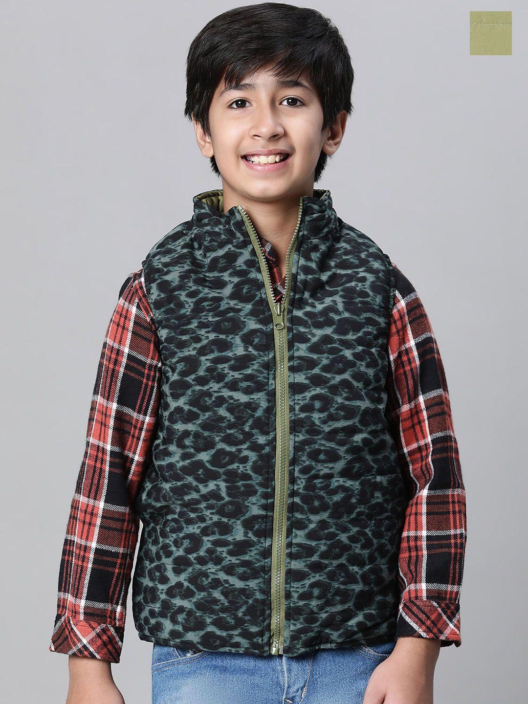 oxolloxo boys printed reversible stand collar puffer jacket