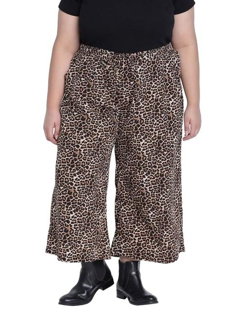 oxolloxo brown & black animal print pants