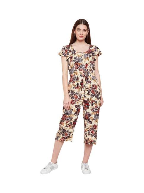 oxolloxo cream samantha floral print jumpsuit