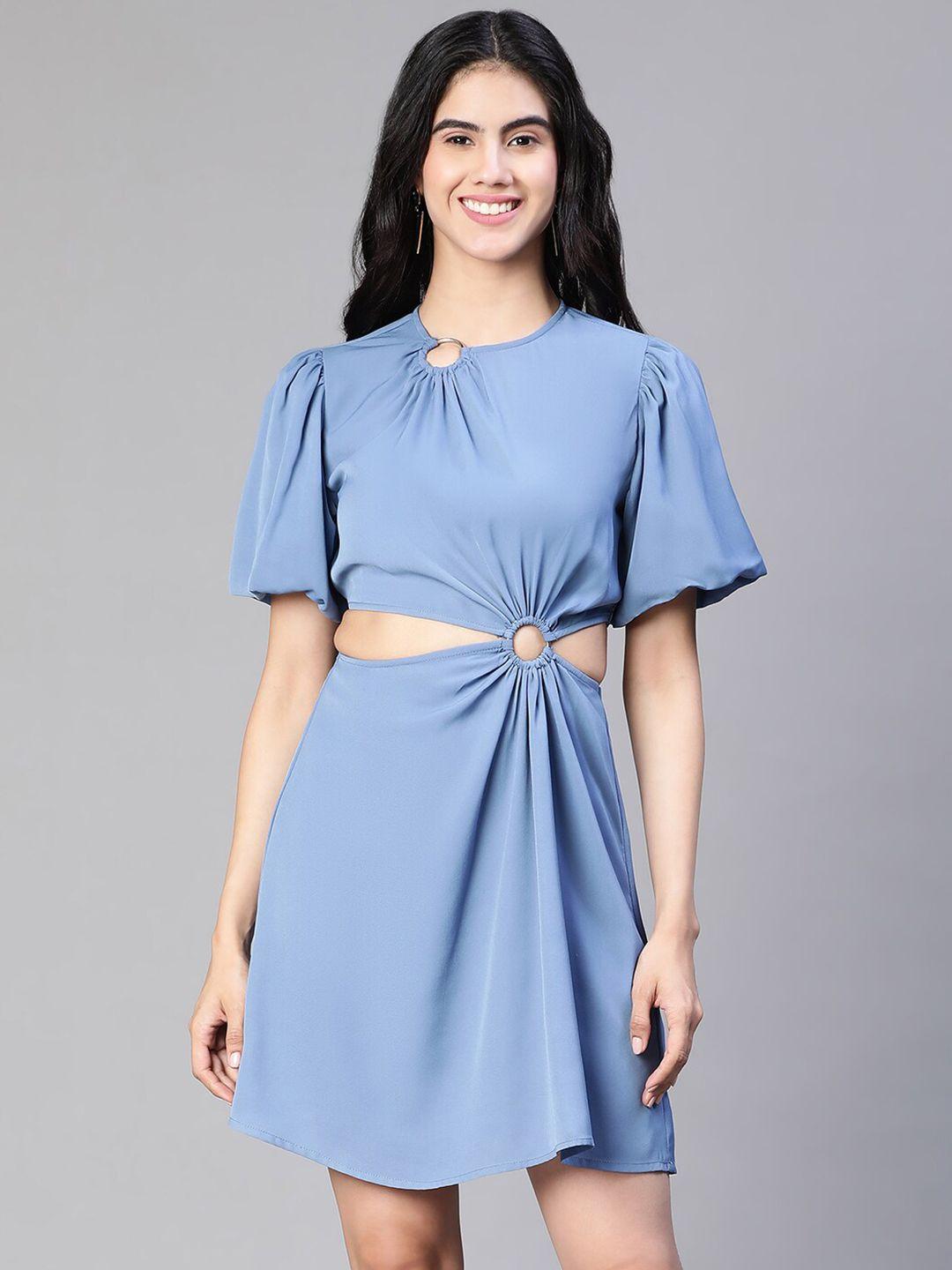 oxolloxo cut outs detail flared sleeves crepe a-line dress