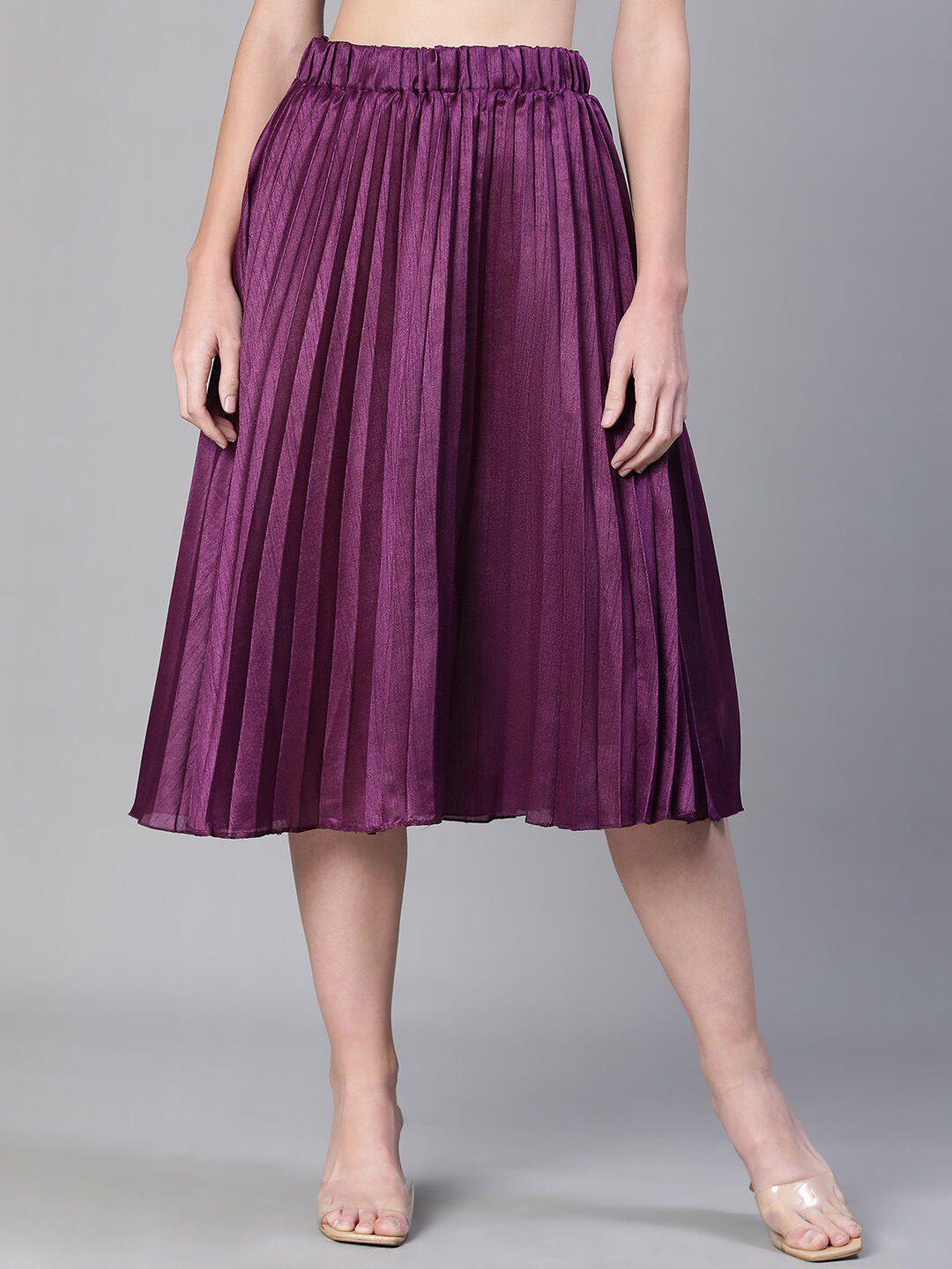 oxolloxo dupion silk accordian pleated flared knee length skirt