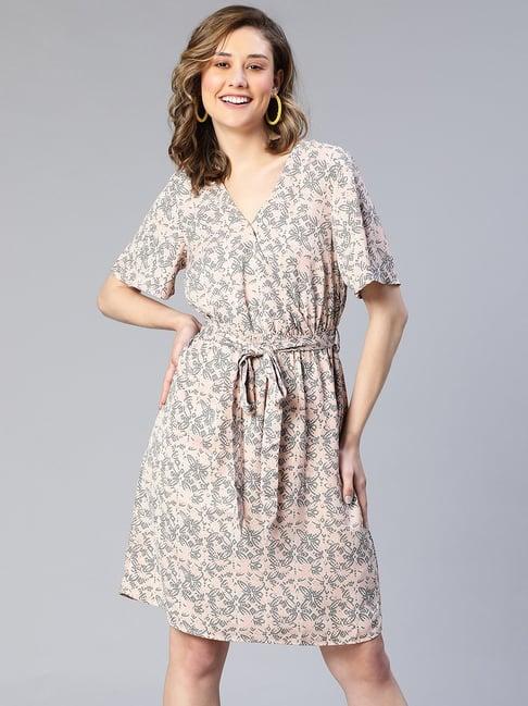 oxolloxo dusty pink printed wrap dress