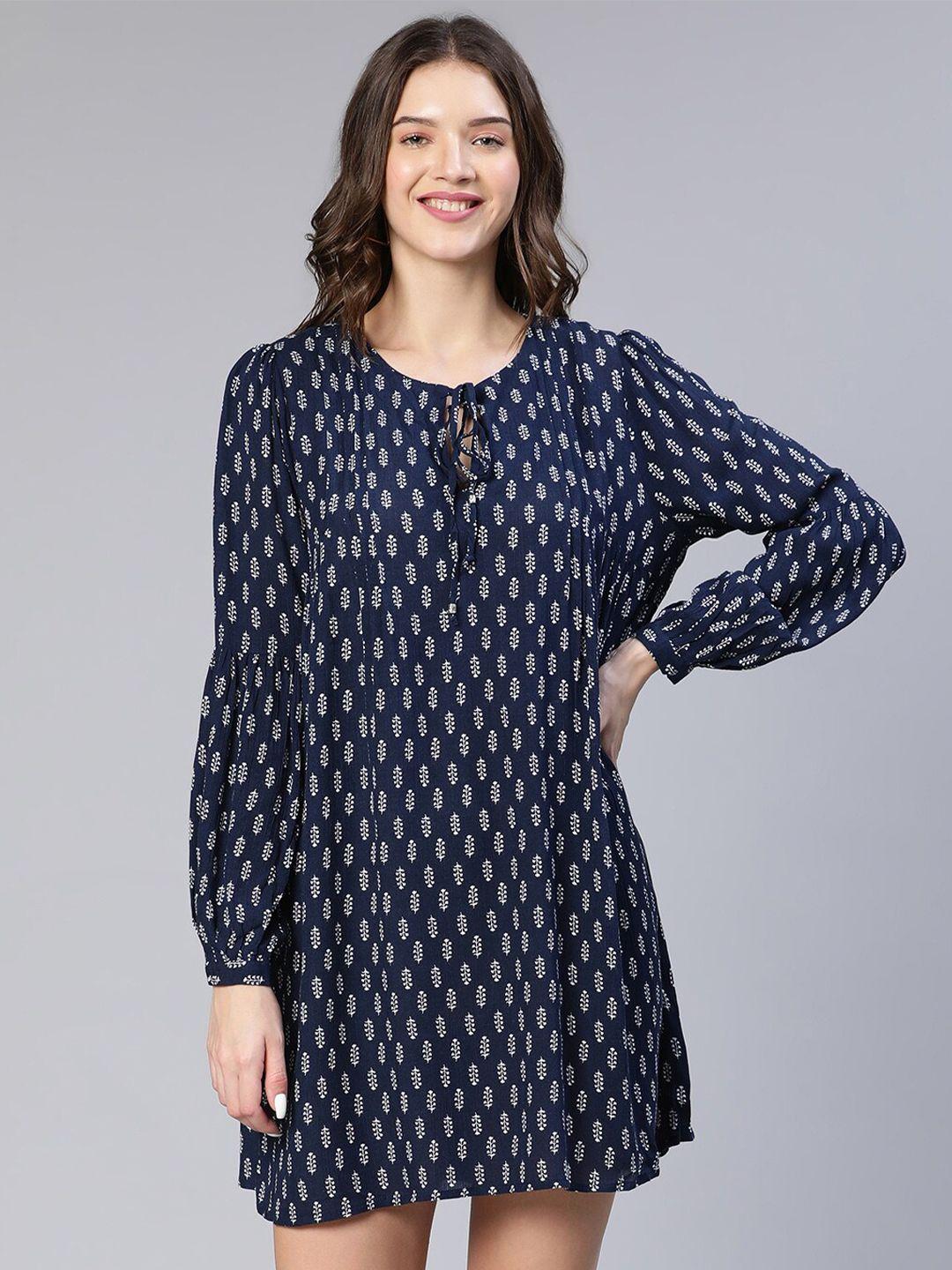 oxolloxo ethnic motifs tie-up neck a-line dress