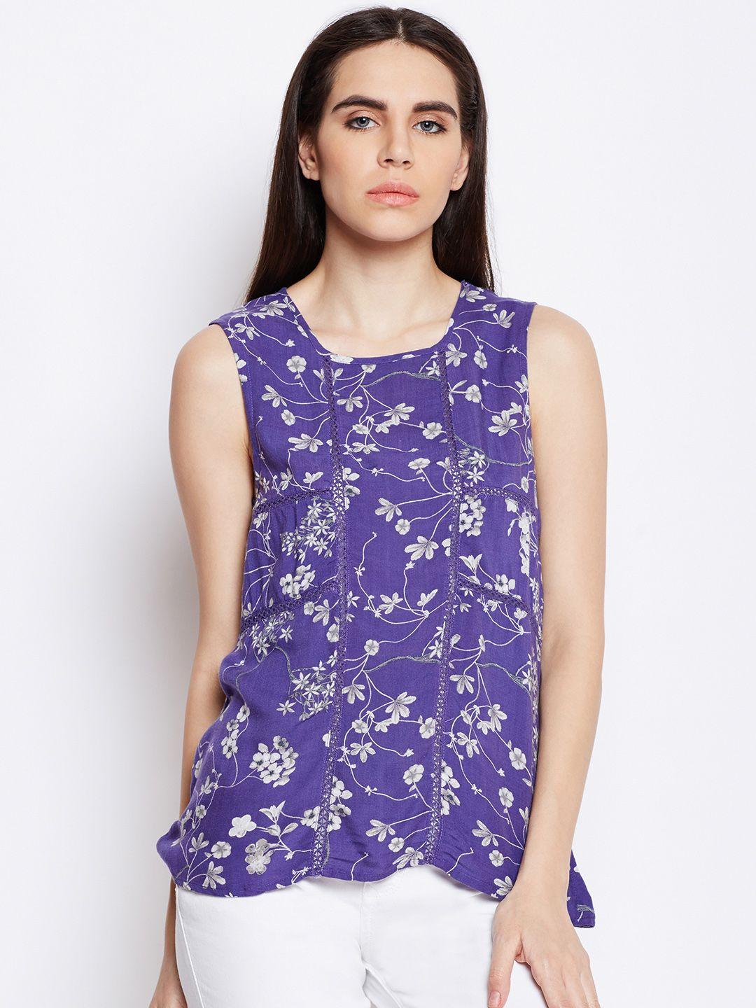 oxolloxo floral lace detail sleeveless ruffles top