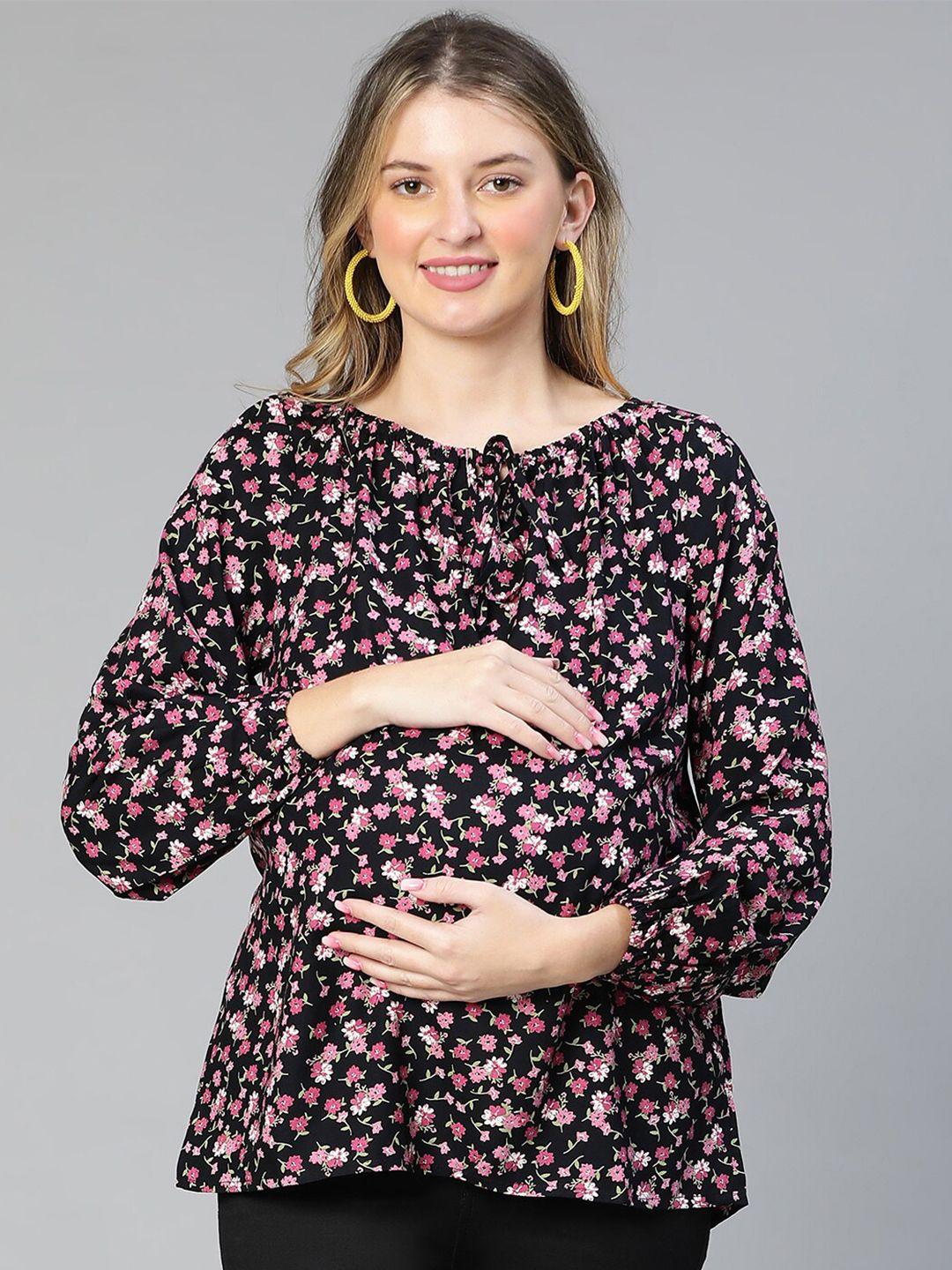 oxolloxo floral print crepe maternity top