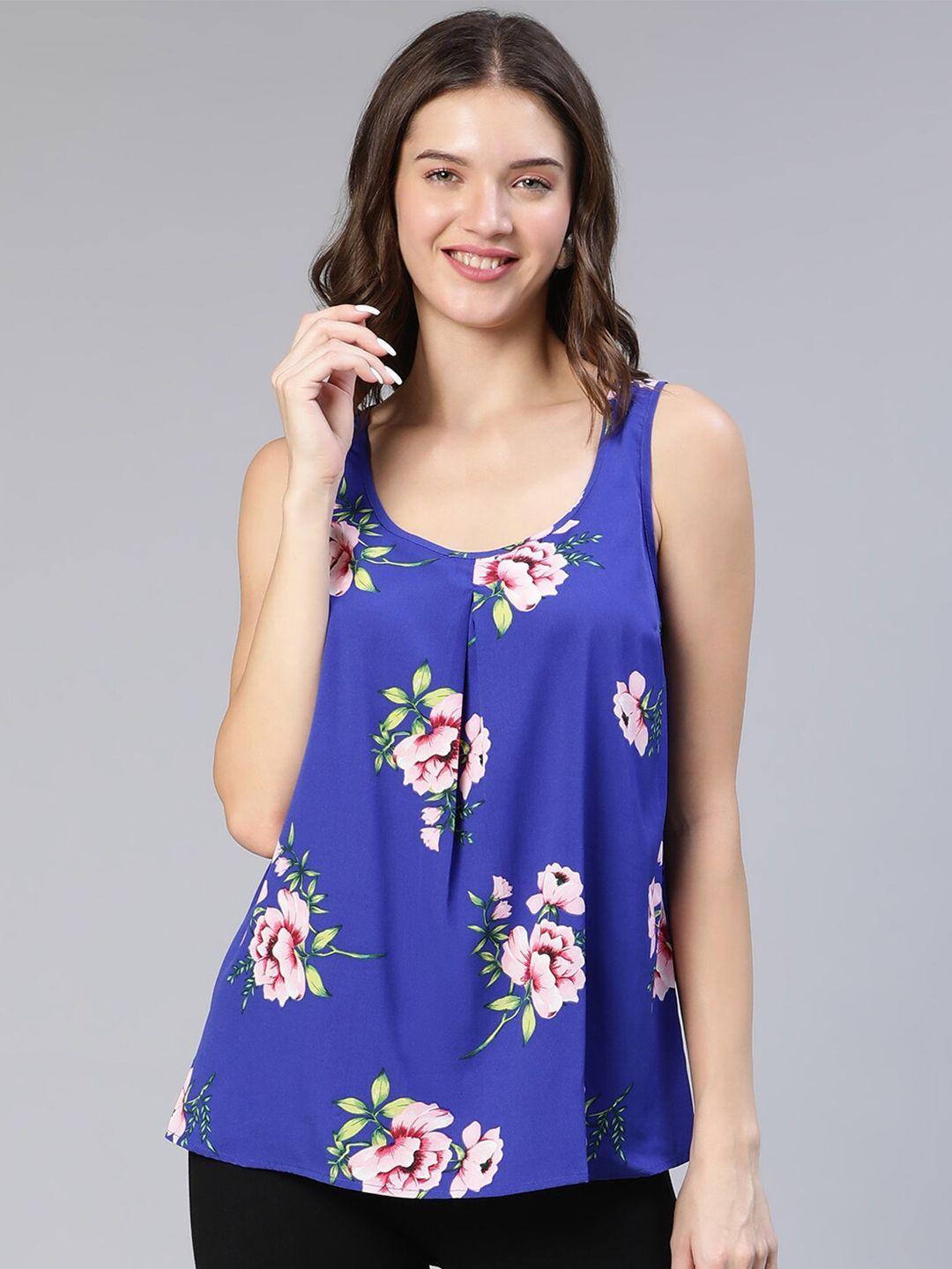 oxolloxo floral print sleeveless scoop neck top
