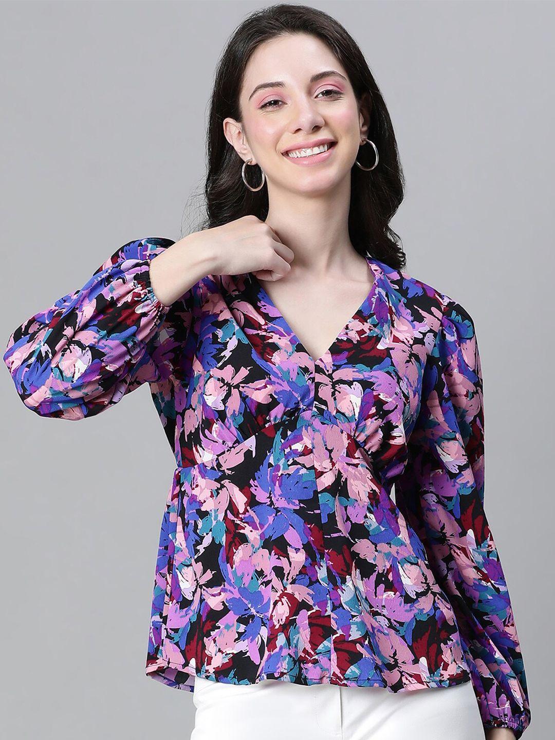 oxolloxo floral printed crepe empire top