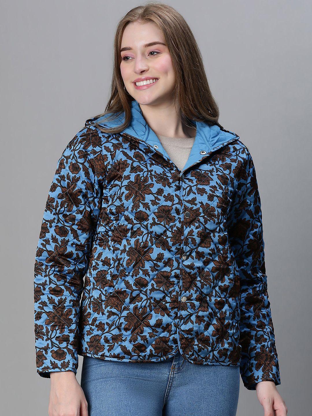 oxolloxo floral printed hooded quilted jacket