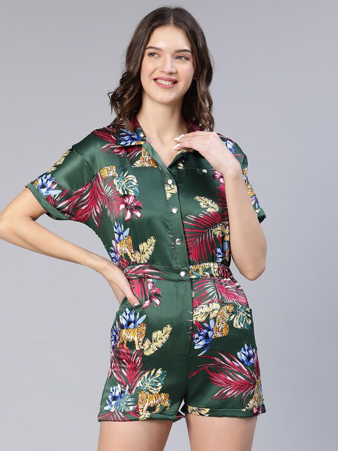 oxolloxo floral printed playsuit
