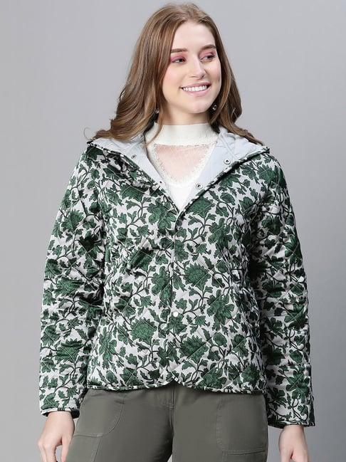 oxolloxo green & white floral bomber jacket