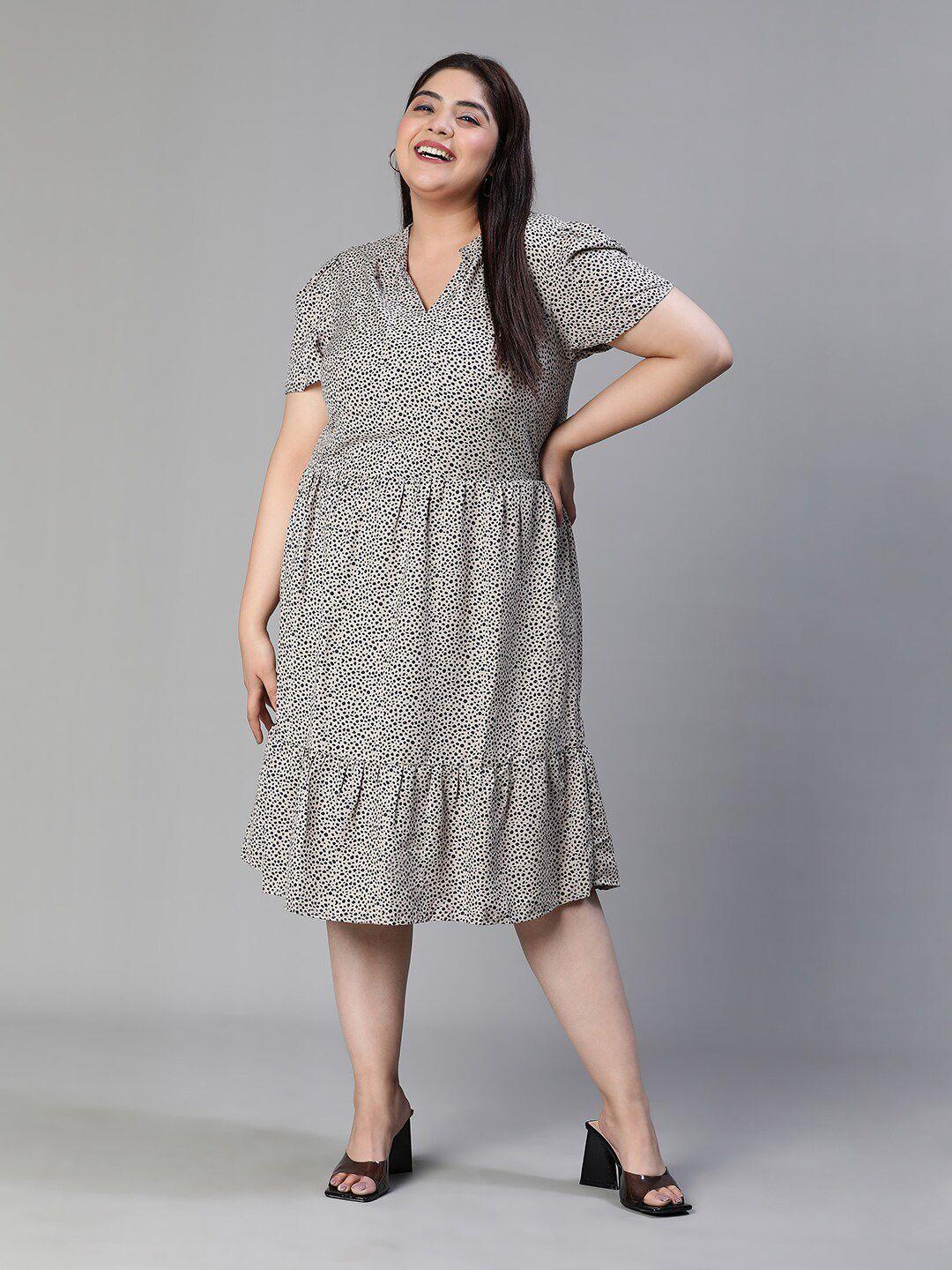 oxolloxo grey print a-line midi dress