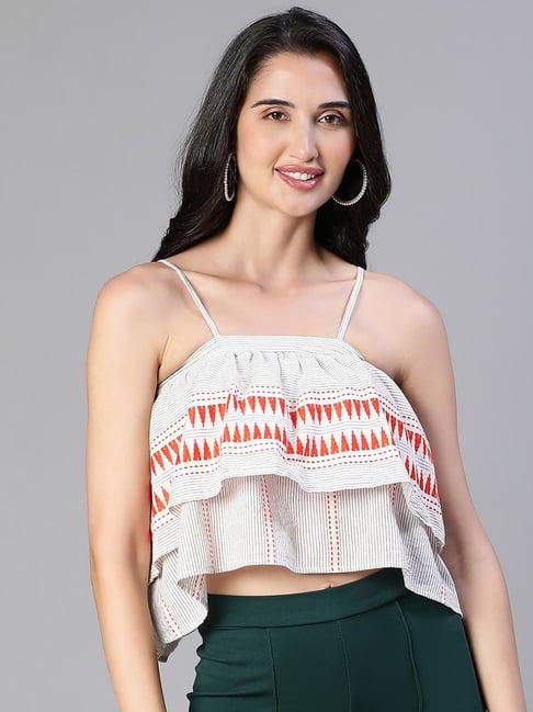 oxolloxo grey striped crop top